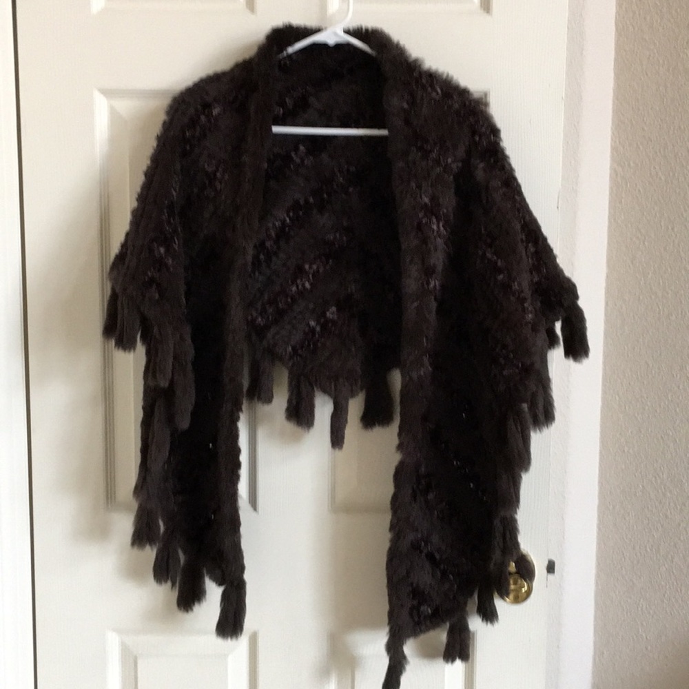 Shawl, brown, fur